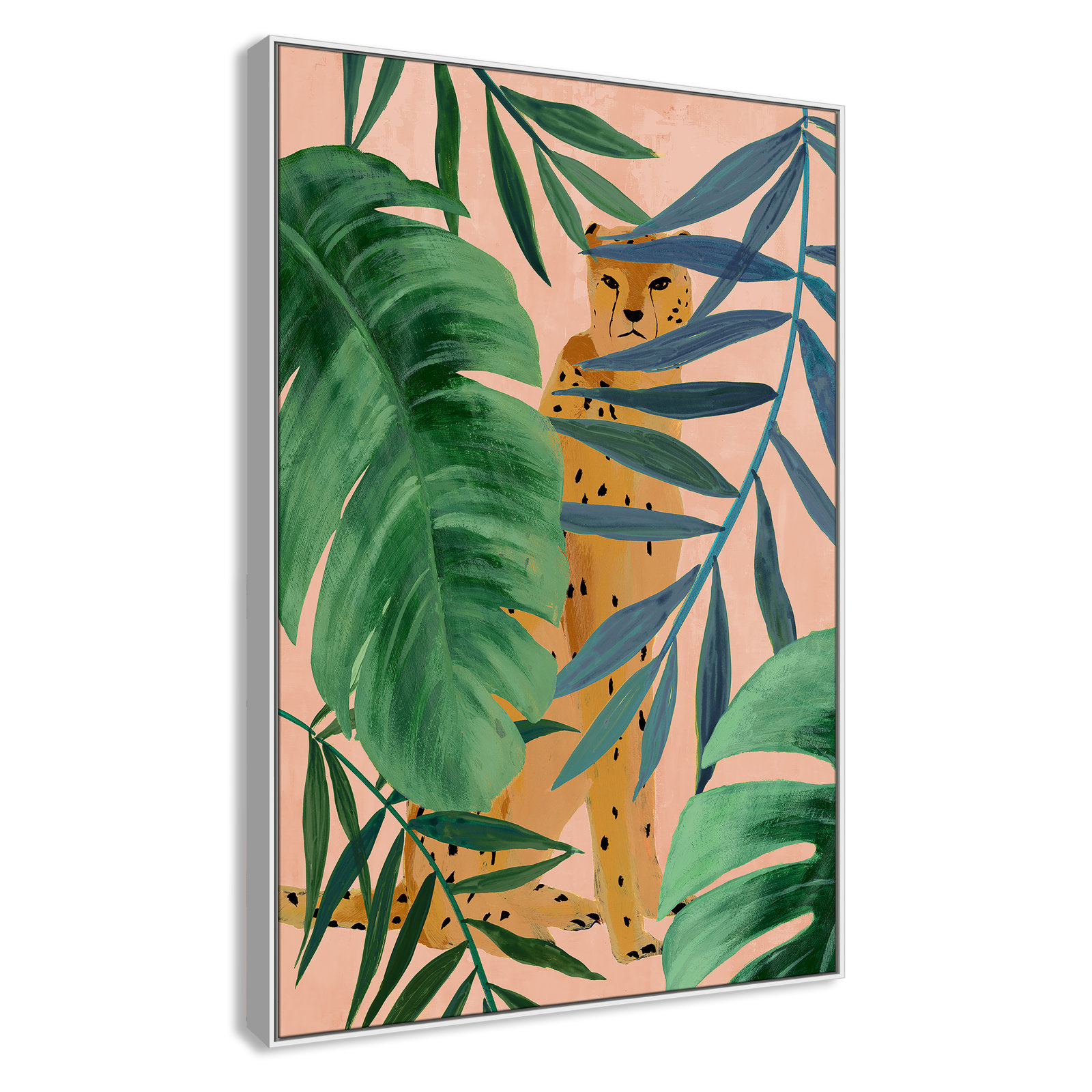 Allie "Silent Jungle" Painting by Isabelle Z, 61.5" H x 41.5" W x 2" D, White Framed Canvas