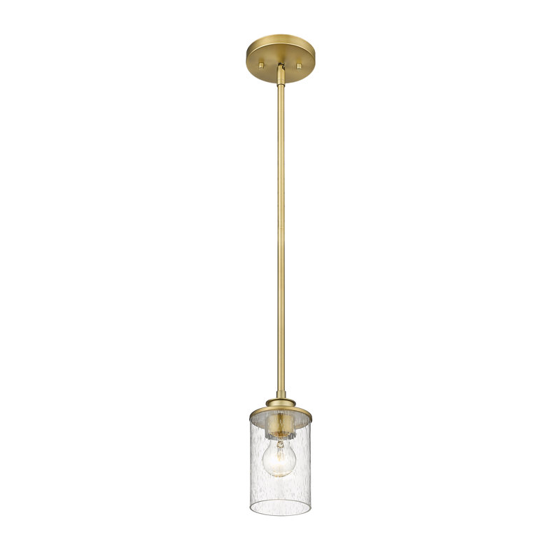 Luminaire suspendu cylindrique 1 lumière, Laiton vieilli