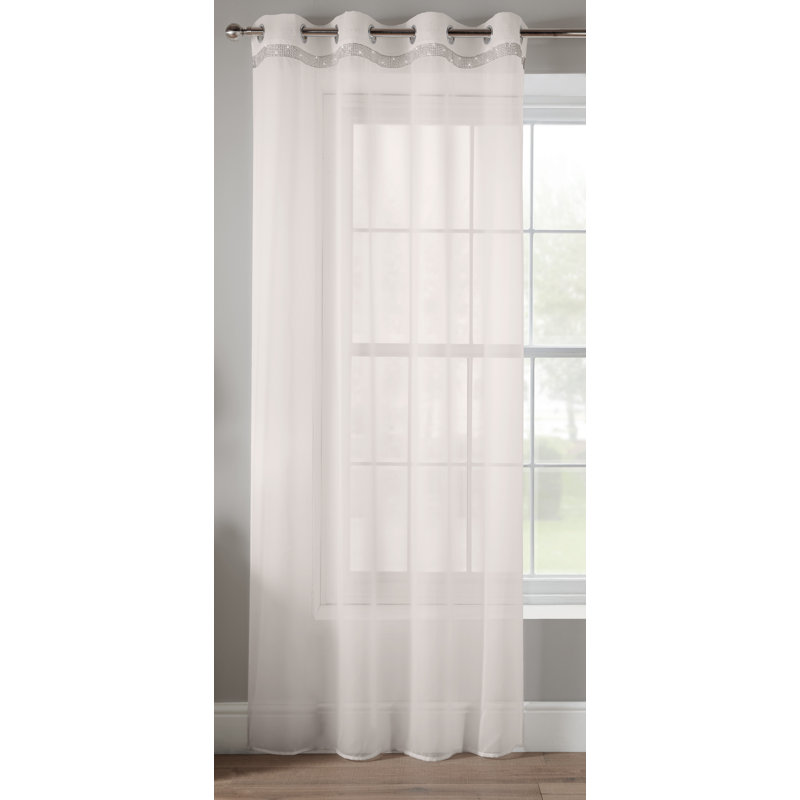 Odom Sheer Curtain Single Panel, Ivory, 145 W x 183 D cm