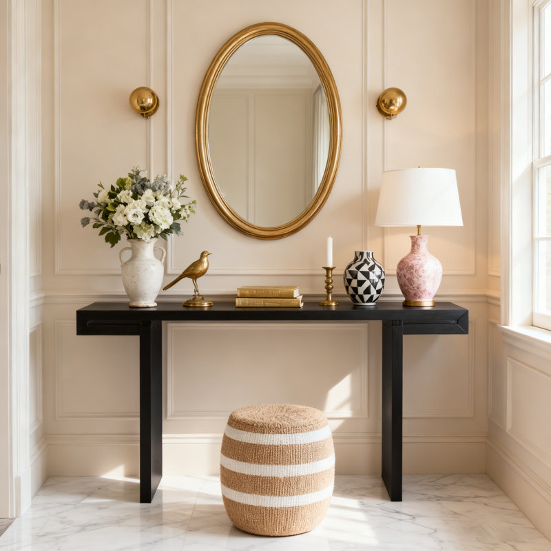 Console Table With Adjustable Feet, Black