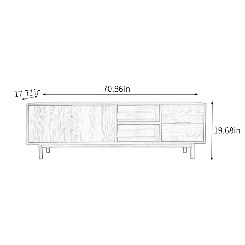 Meuble télé en bois massif, 70.86"
