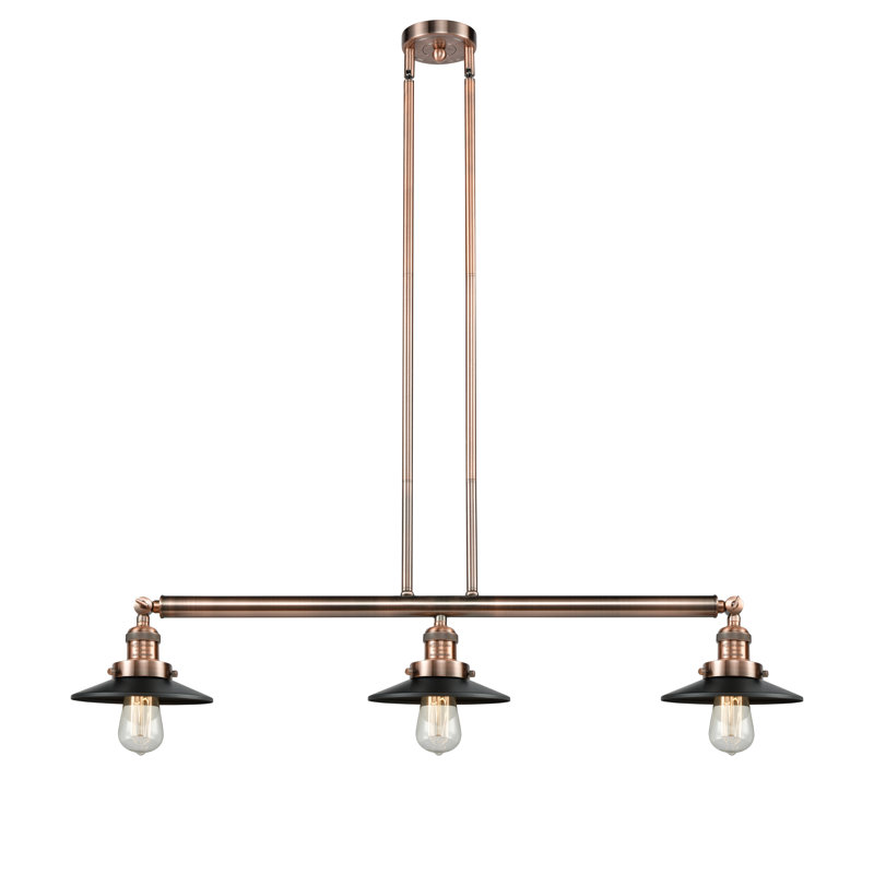 Clintonpark 3 - Light Kitchen Island Pendant, Antique Copper, LED, Matte Black