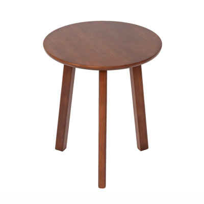 Table d'appoint ronde en noyer brun, table de bout en bois d'hévéa massif à 3 pieds, petite table d'appoint minimaliste, table de chevet compacte pour salon et chambre à coucher