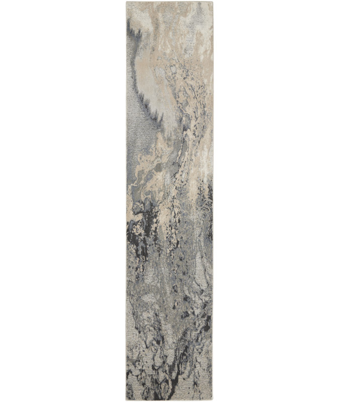 Tapis gris contemporain Ashli, Tapis de couloir 2 pi 2 po x 10 pi