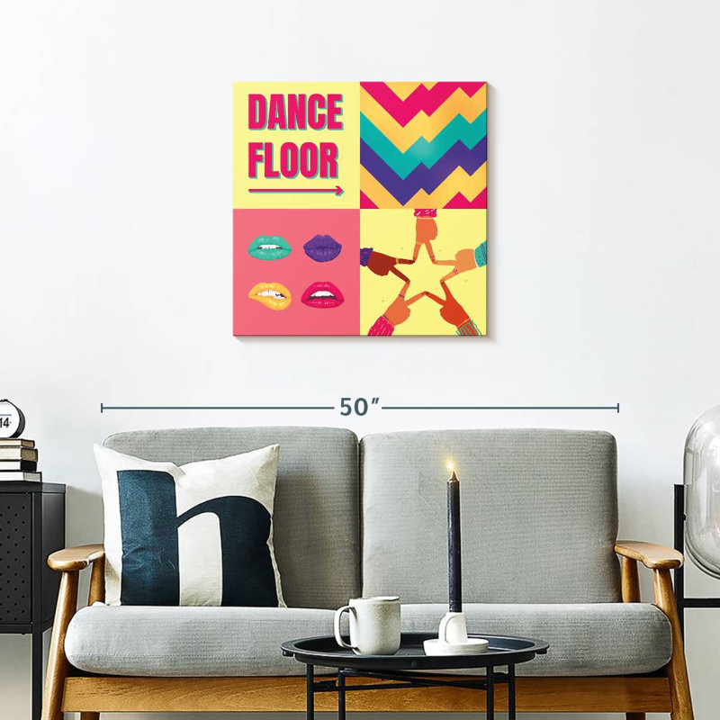 Retro Dance Floor Typography, 24" H x 24" W