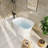 CASAINC 51" Solid Surface Freestanding Soaking Bathtub With Built-in Seat