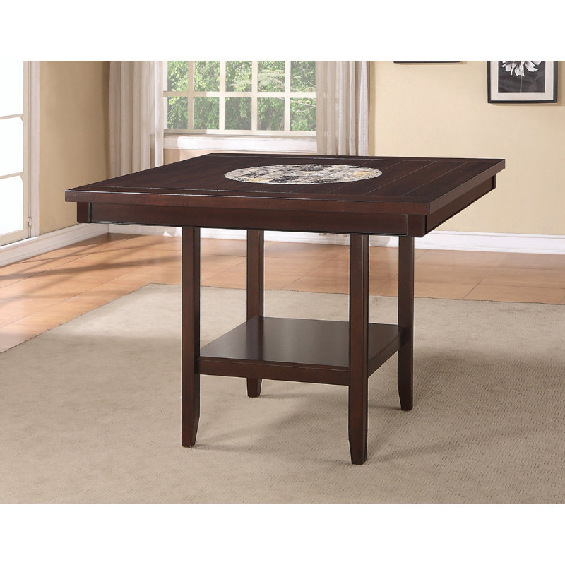 Fulton Dark Brown Wood and Marble Counter Height Dining Table