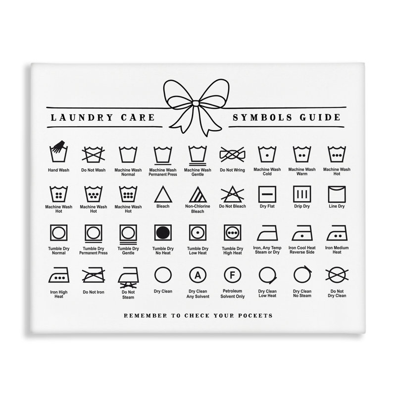 «Laundry Care Symbols Guide Canvas», design par Lettré et doublé, H 16 po x l 20 po