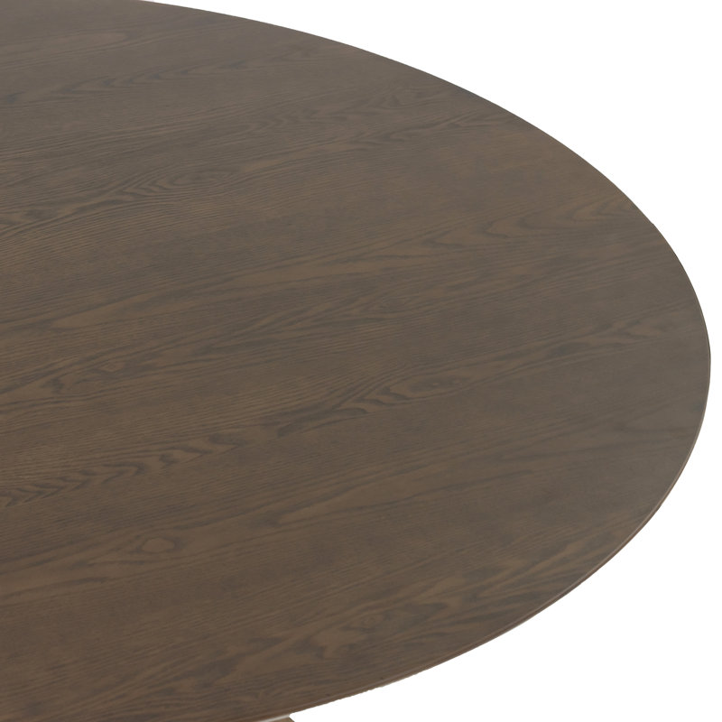 Blair Walnut Finish Round Wood Dining Table with Tripod Style Base, Brown