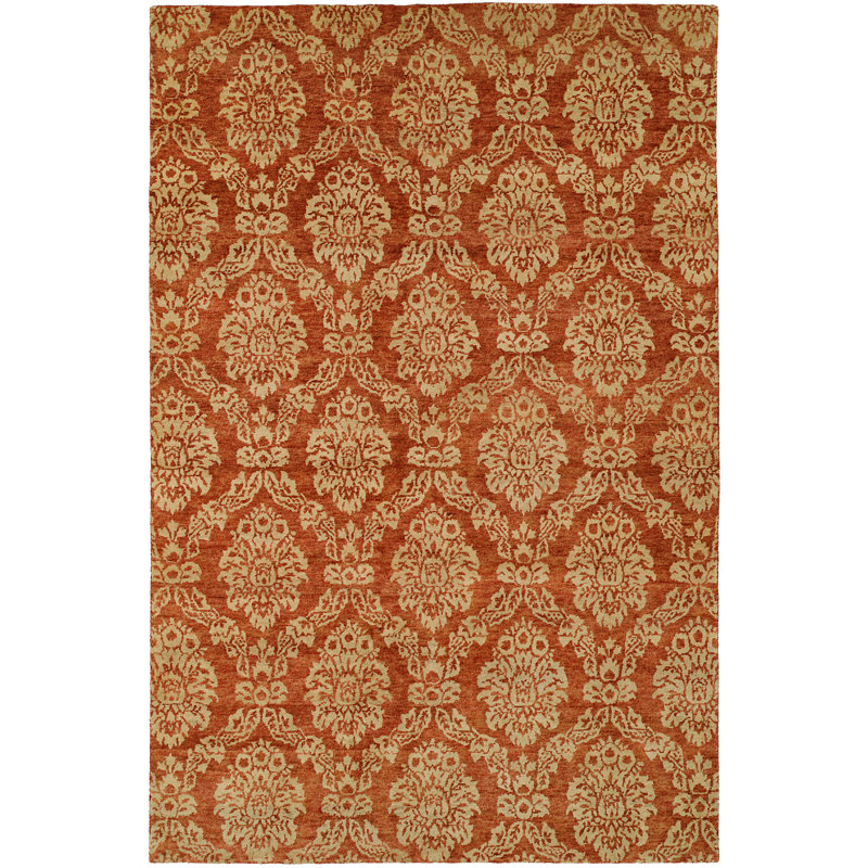 Wool Damask Area Rug, Rectangle 8' x 10'