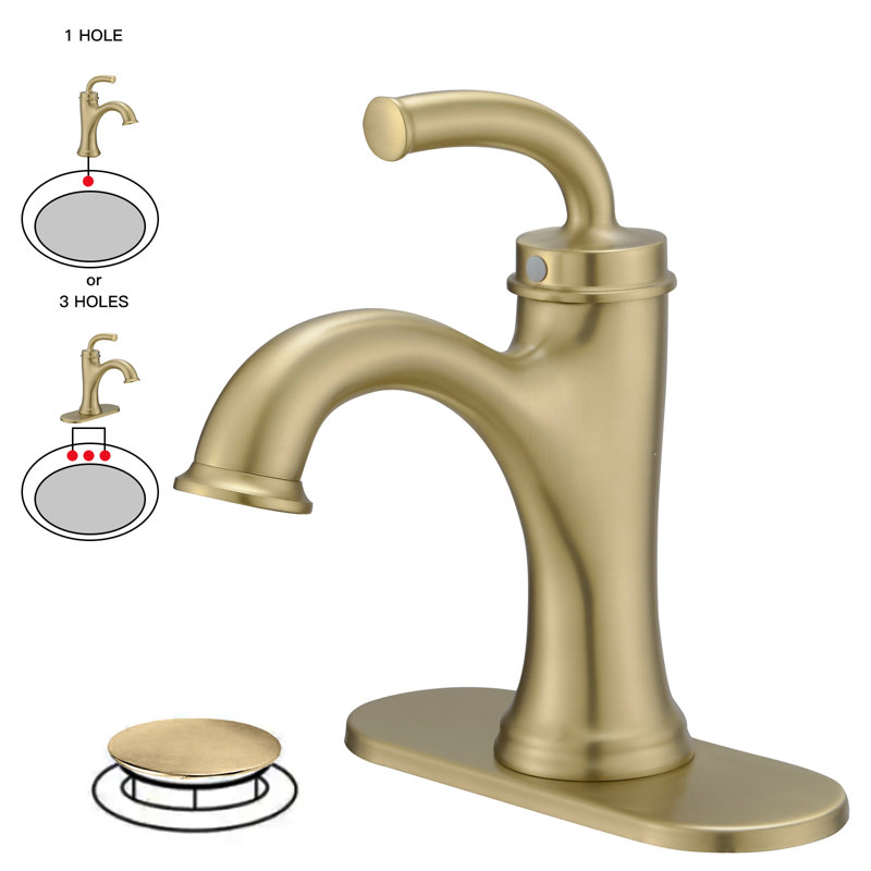 Single-handle Bathroom Faucet with Drain Assembly, Brushed Gold