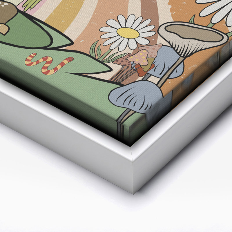 Grenouille avec l'ukulélé, Canvas, White Framed, 16"H x 20"W