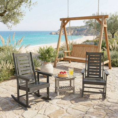 Chaises larges avec accoudoirs, chaises berçantes d'extérieur 2 pièces