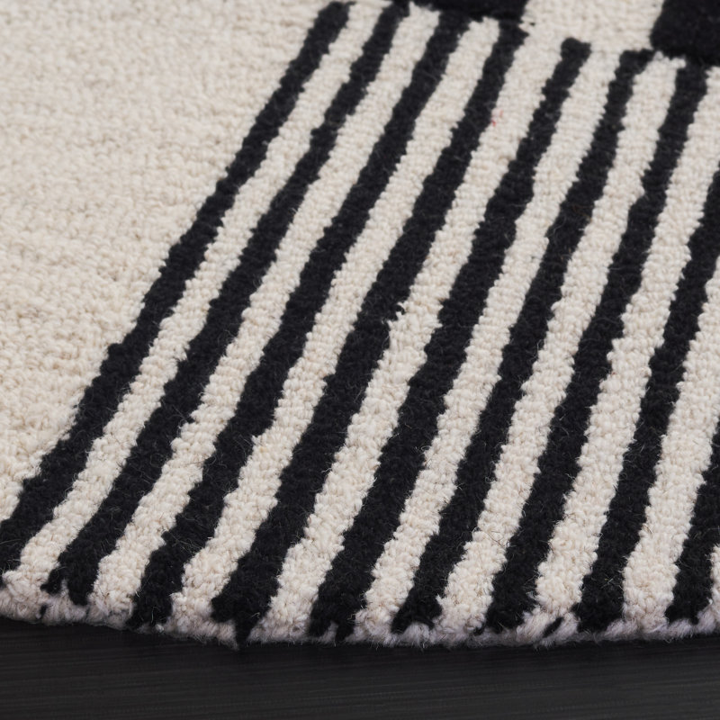 Hertha Wool Checkered Indoor Rug, Round 6'