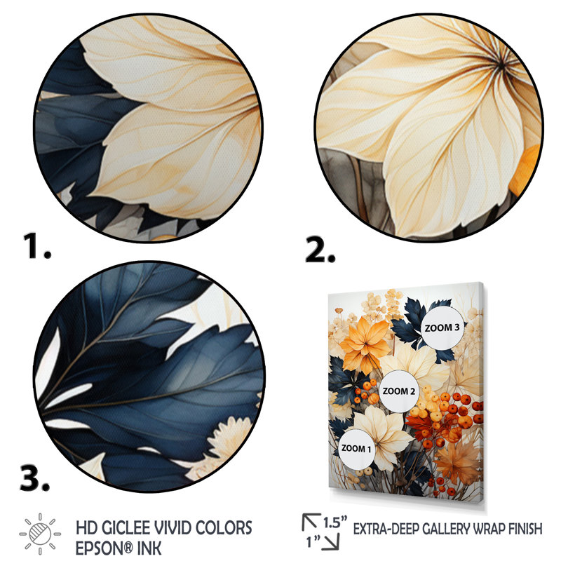 Feuilles d'automne, palette en sourdine III - impression, Cadre photo noir, H 20 po x l 12 po x P 1 po