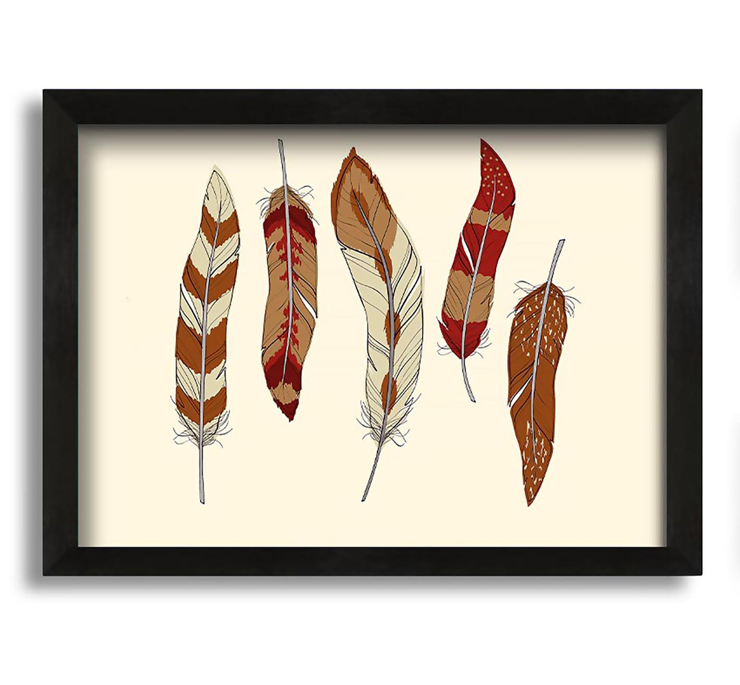 Gerahmtes Leinwandbild Red Indian Feathers