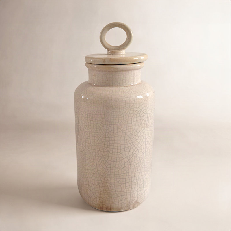 Ceramic / Porcelain Jar, 11.4" H x 4.6" W x 4.5" D