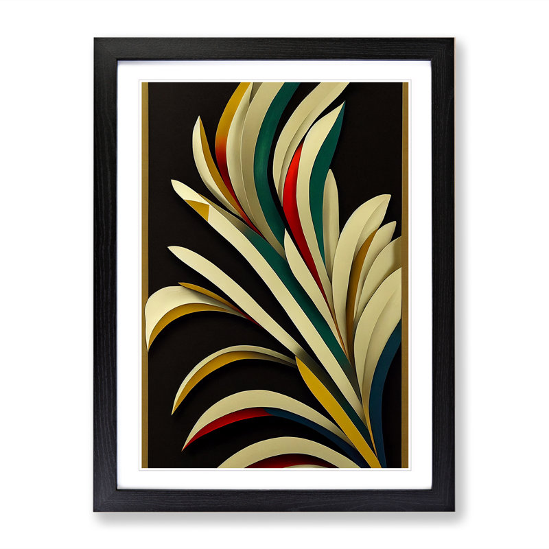 Enchanting Feathers - Single Picture Frame Print, Black, 64cm H x 46cm W x 2cm D