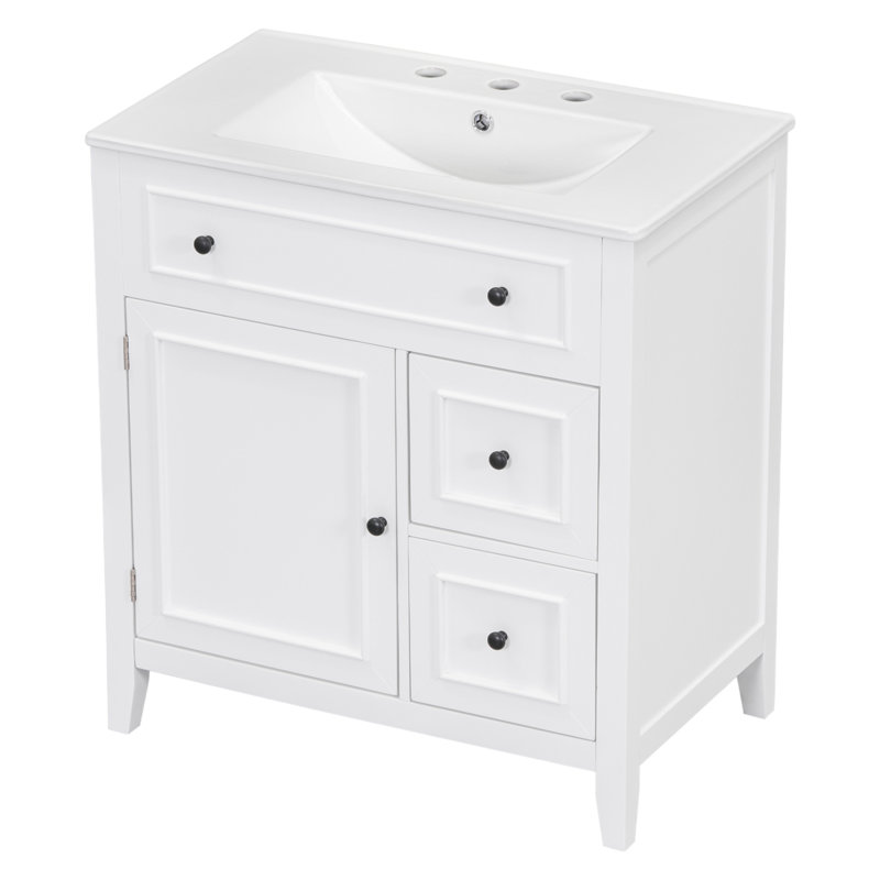 Meuble-lavabo durable avec rangement spacieux et design élégant, Blanc