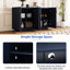Buffet 4 portes ondulées pour la salle à manger et la vie - Bleu marine antique avec tablettes de rangement abondantes et polyvalentes en bleu marine antique-94628365