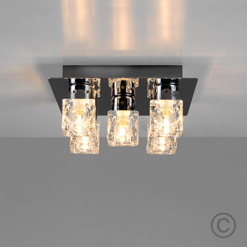 Eshleman Glass Flush Mount, Black Chrome