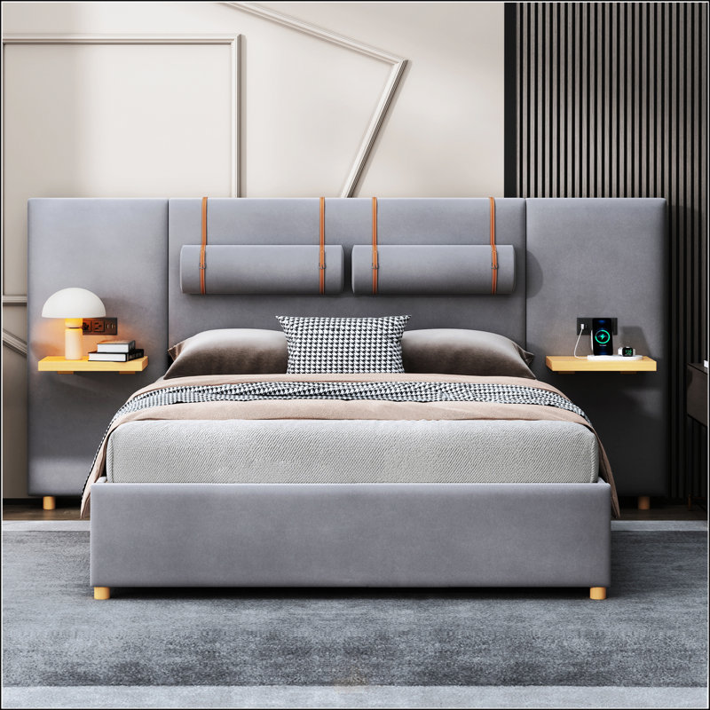 Grand lit plateforme tapissier