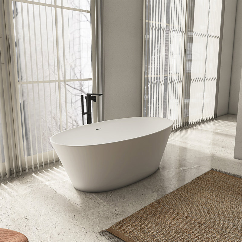 Baignoire de trempage autoportante à surface solide de 66,9 pouces pour salle de bain