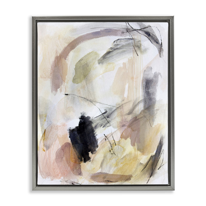 Cadre flottant Chaotic Sketches Paint Strokes, design par Hope Bainbridge, H 31 po x l 25 po, Cadre flottant gris lustré