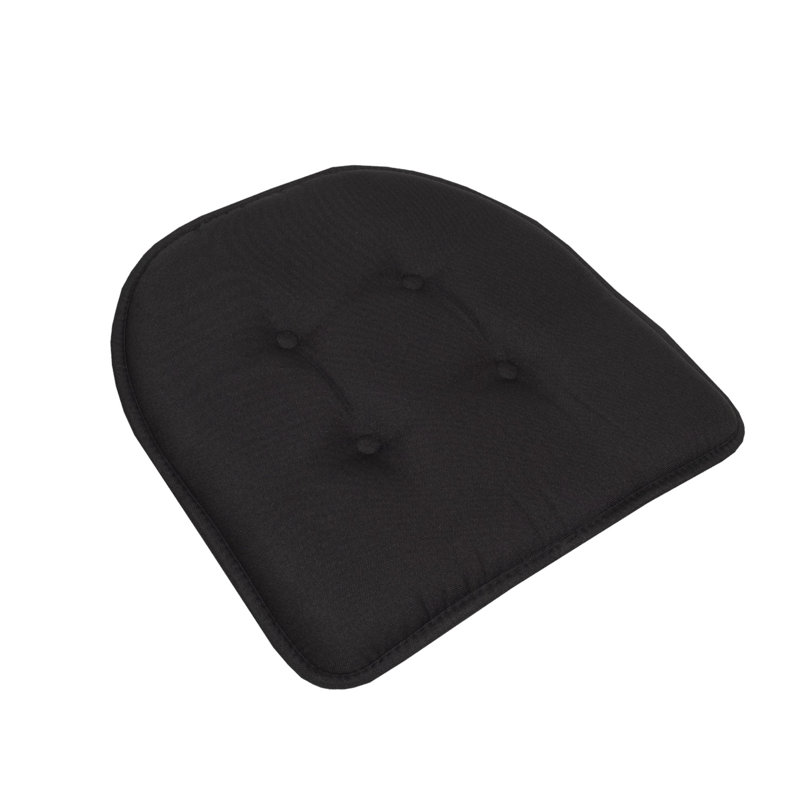 Solid U-Shaped Non-Slip Indoor Chair Cushion, Black, 4