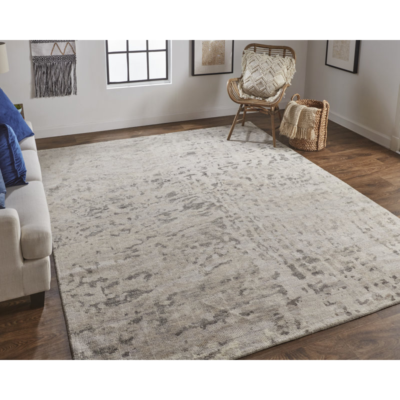 Wyman Transitional Abstract, Ivory/Gray Area Rug, Rectangle 9'6" x 13'6"