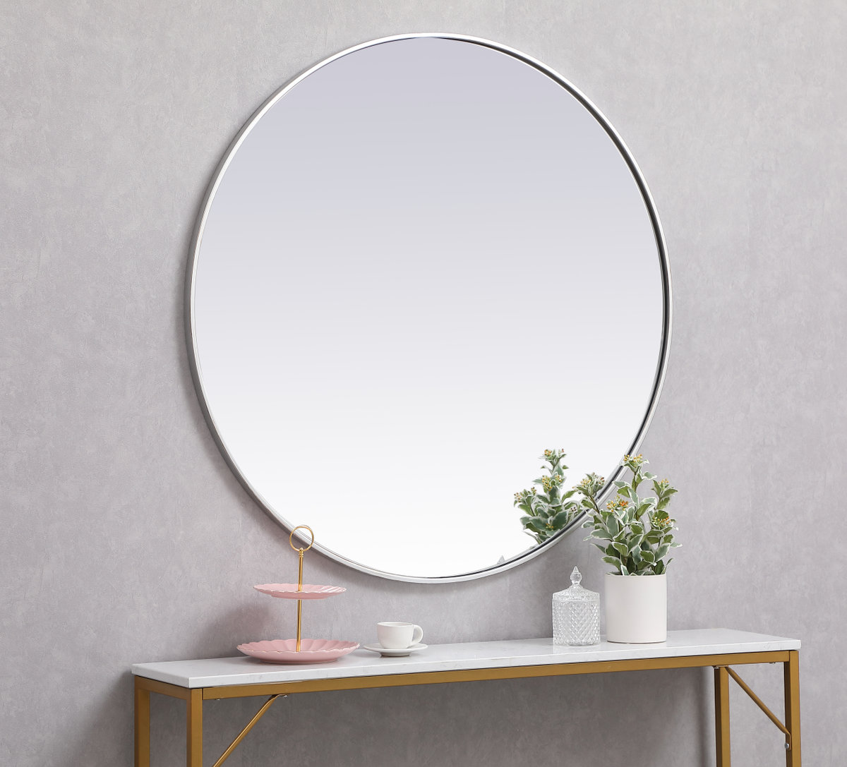 Sabine Accent Mirror, 42" x 42", Silver