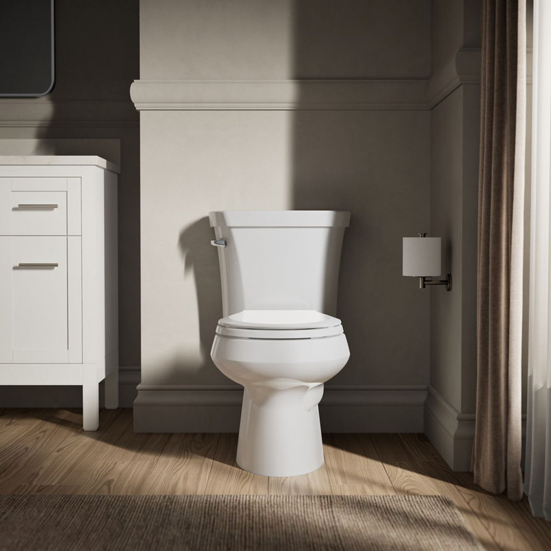 Wellworth® 1.28 GPF Water Efficient Round Two-Piece Toilet (Seat Not Included), White, Left-Hand, No