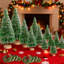 Mini arbre de Noël artificiel 36 pièces avec base en bois 36 pièces Mini arbre de Noël artificiel avec 4 tailles