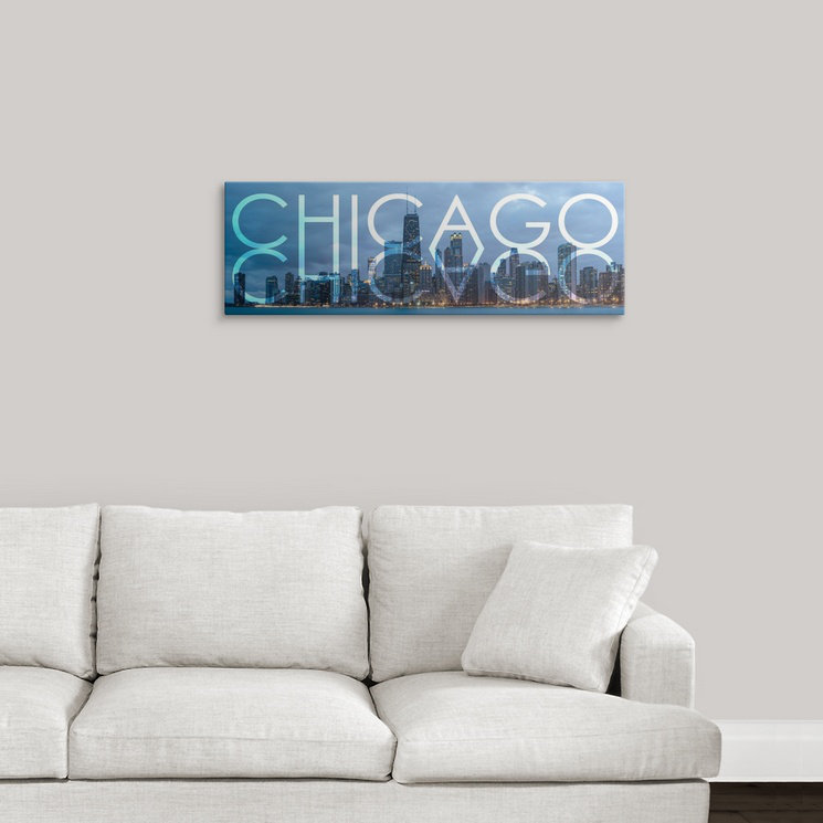 « chicago, transparent mirror overlay », impression, H 12 po x l 36 po x P 1,5 po, Toile