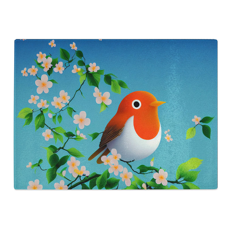 Radiant Robin Bird  Glass Chopping Board