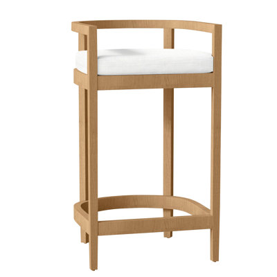 Santa Barbara Teak Outdoor 29'' Bar Stool with Cushion
