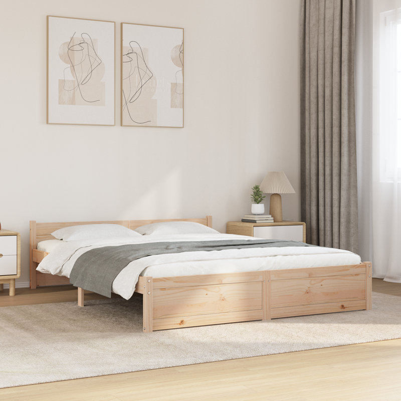 Bed Frame Solid Wood, Brown, King (5')