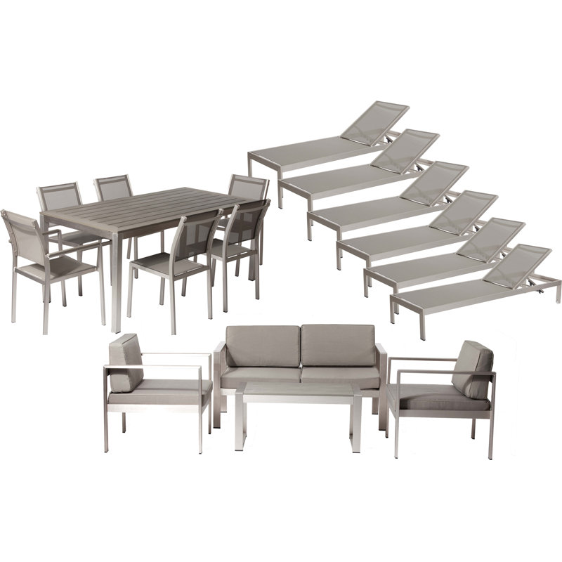 Ensemble de patio complet avec coussins 17 pièces Aynura