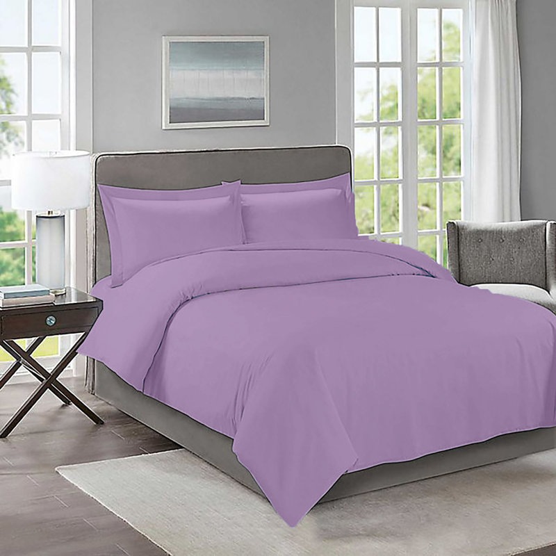 Ensemble de housse de couette en microfibre, Housse de couette pour lit double / grand + 1 taie, Lavande