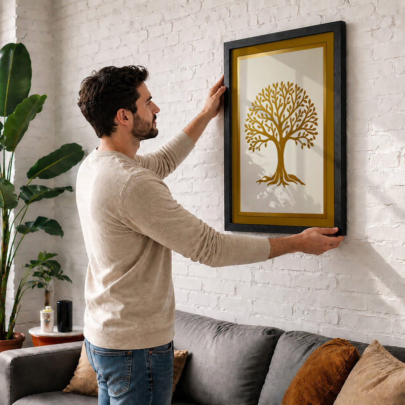 Golden Tree Botanical - Framed Print, Oak, A3 - 42.0 x 29.7 cm