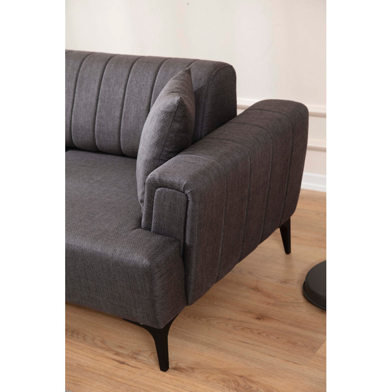 Élégant canapé-lit d'angle, gris foncé, 55,1 po x 106,3 po x 30,3 po | Structure en bois de hêtre et en carton, tissu 100% polyester | Mécanisme de dossier pivotant, mousse souple 28 pouces pour plus de confort | Conception facile à nettoyer, parfaite pour les espaces modernes