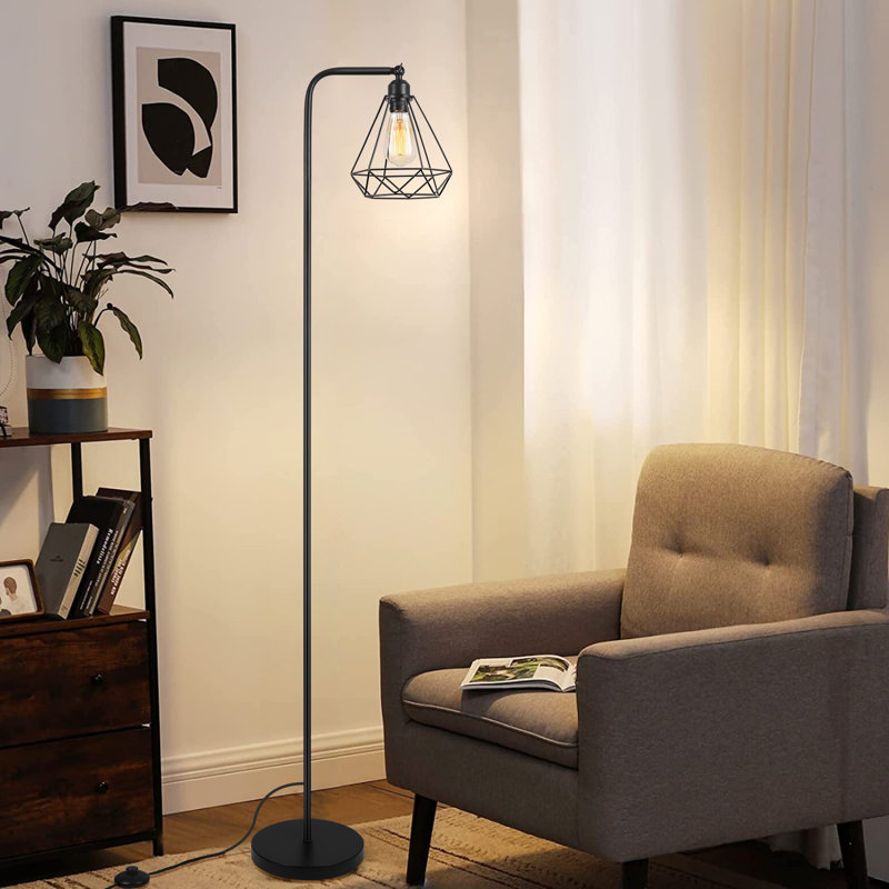 Cregan 162cm Black Swing Arm Floor Lamp