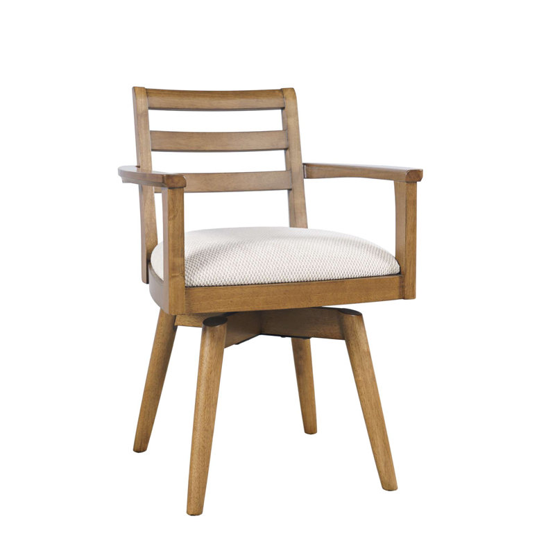 Chaise de salle à manger pivotante à dossier en échelle Peterson Mid-Century, Brown