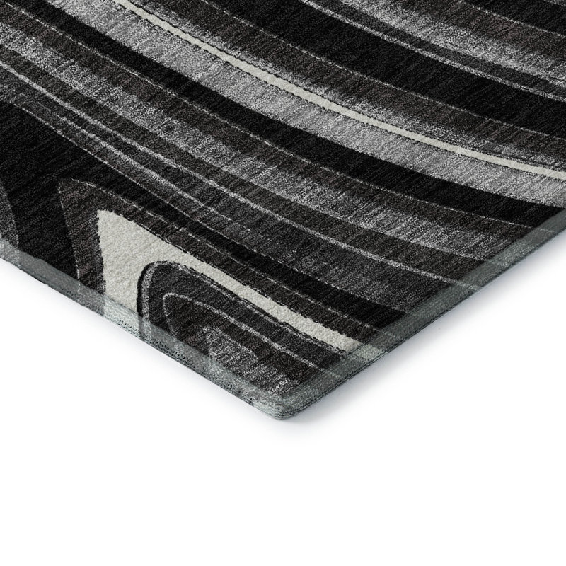 Tapis noir Prisco lavable à la machine de qualité supérieure, Tapis de couloir 2 pi 3 po x 7 pi 6 po