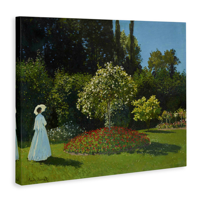 Art mural classique sur toile, "Monet Lady in Garden" par one1000paintings, H 30 po x l 40 po