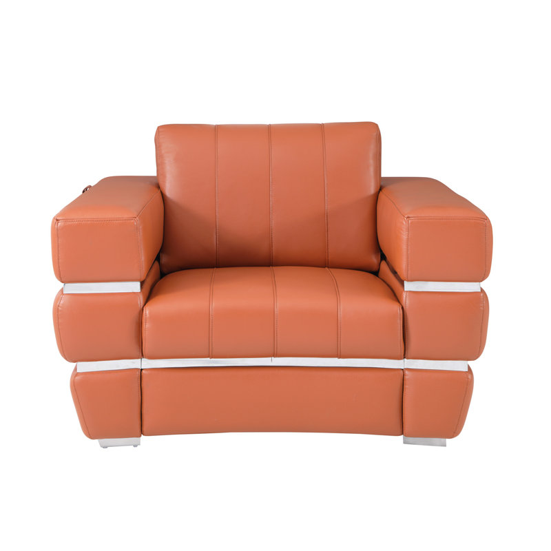 Chaise en cuir italien à grain supérieur, Chameau