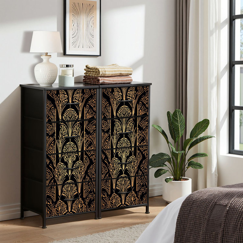 4 Drawer Dresser for Bedroom, Narrow Chest of Drawers, Wooden Top and Study Iron Frame 18"x37.5"-(WxH)