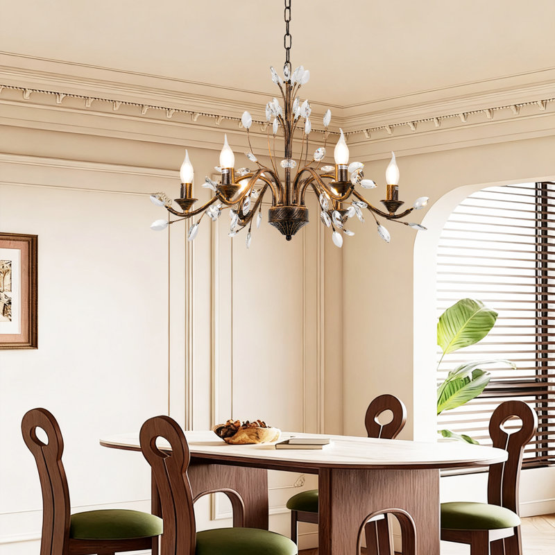 28-inch 6-light Vintage American Crystal Chandelier