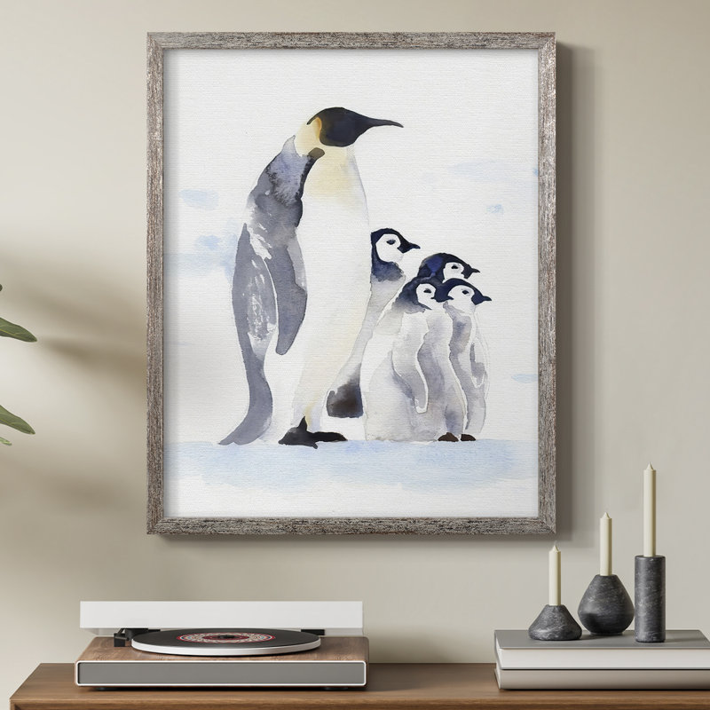 «Emperor Penguins I», reproduction encadrée - bois massif, H 11 po x l 9 po