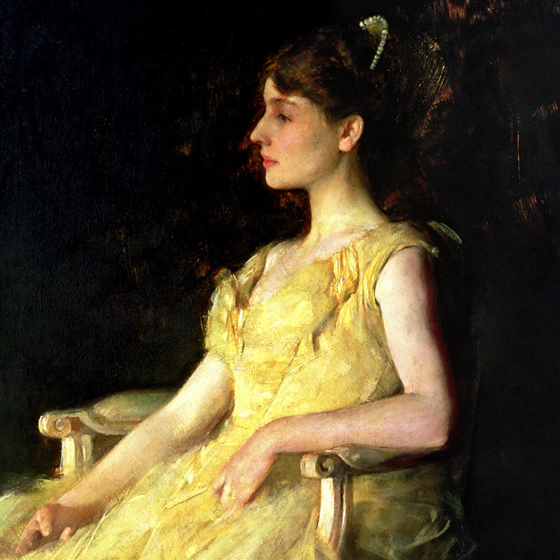 «A Lady in Yellow 1888», reproduction de peinture à l'huile sur toile encadrée, H 28,25 po x l 24,25 po x P 1,875 po